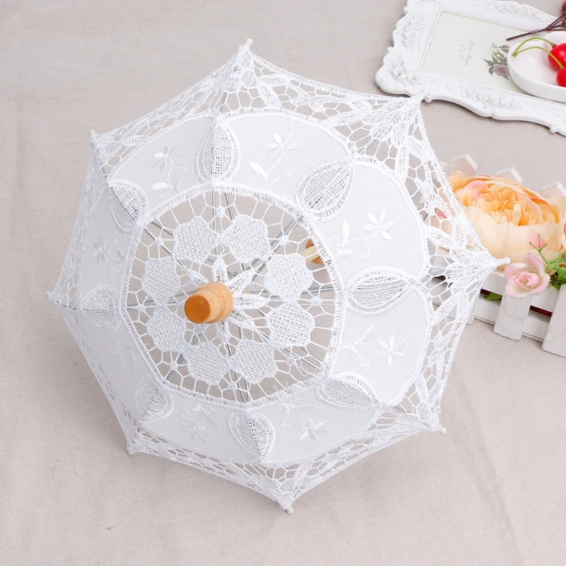 New Mini Wedding Umbrella Cotton Parasol Lace Umbrella Handmade Embroidery Newbaby