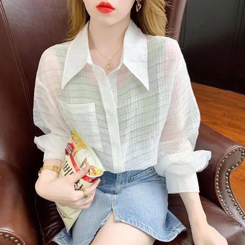 

Women Solid Color Sunscreen Clothing Korean Ladies Long Sleeves Sun Protection Shirt Summer Female Fashion Loose Thin Tops Coat