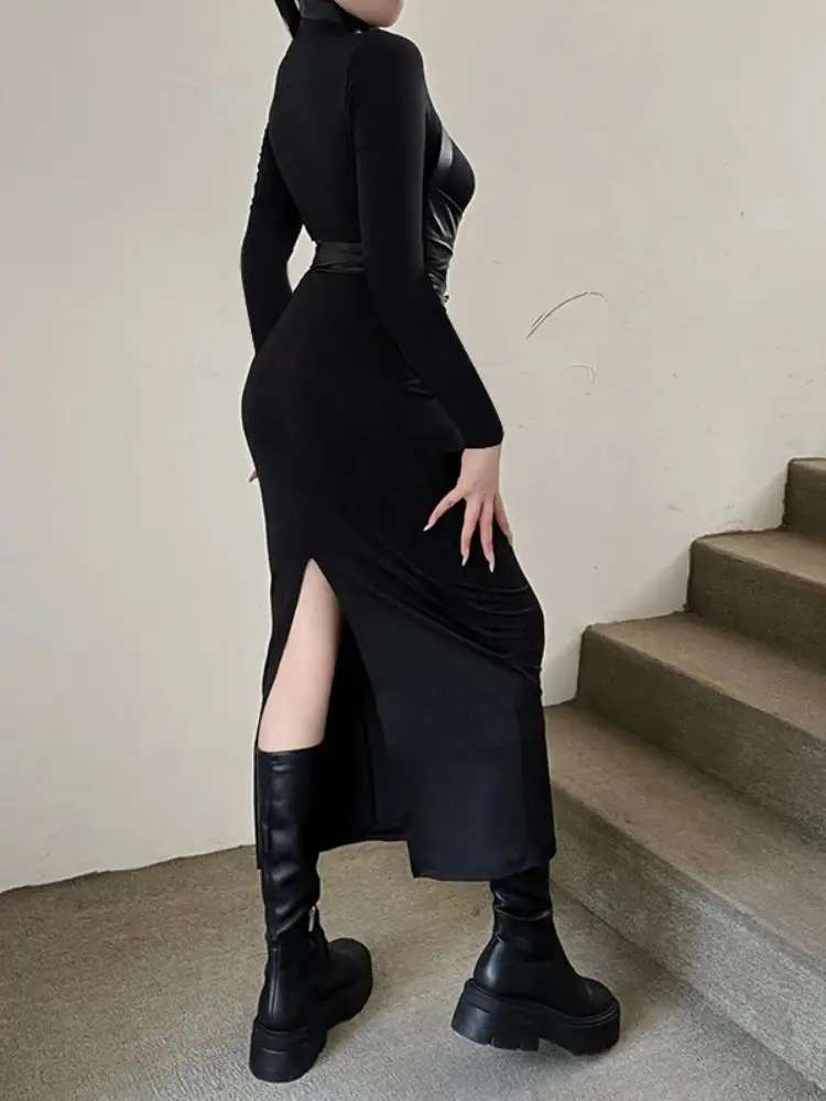 

Bla Long Bodycon Dr Women's Turtlene Vesti Faionable Ele Women's Long Sve Dr for Autumn Season