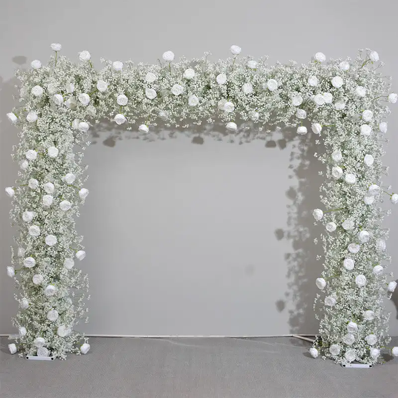 3D custom series white-green rose full Star artificial mixed flower square shape arch wedding banquet decoration layout props