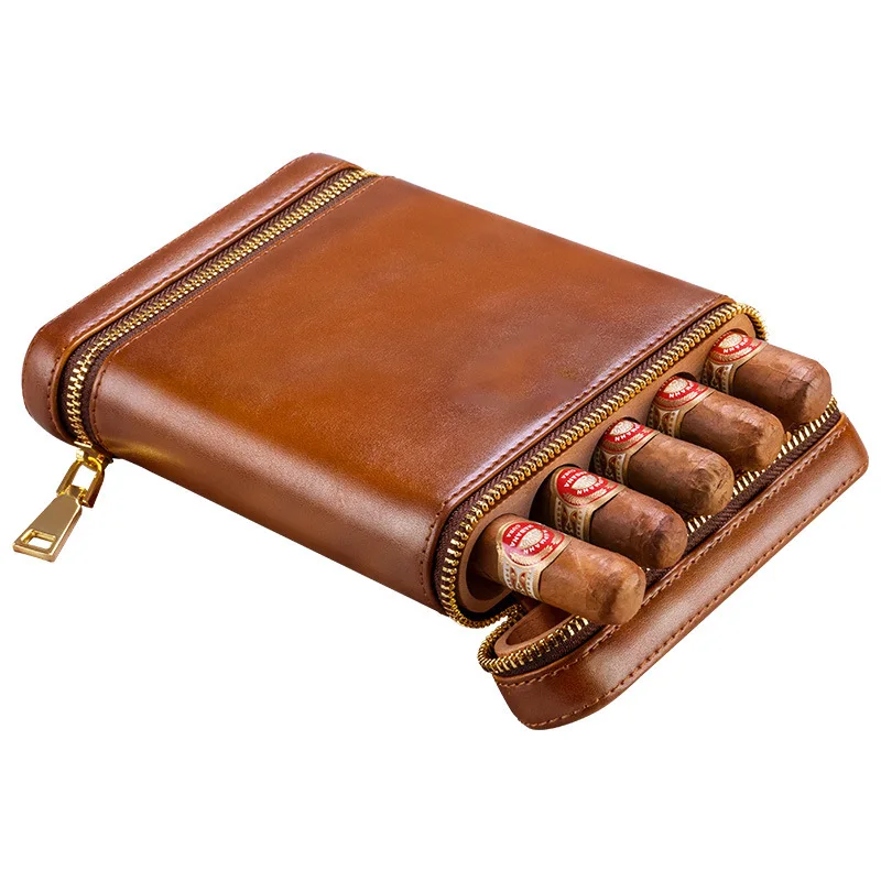 Drop Shipping for Ben FR  Only Cigar Case 6 Cigar Holes Leather Cedar Wood