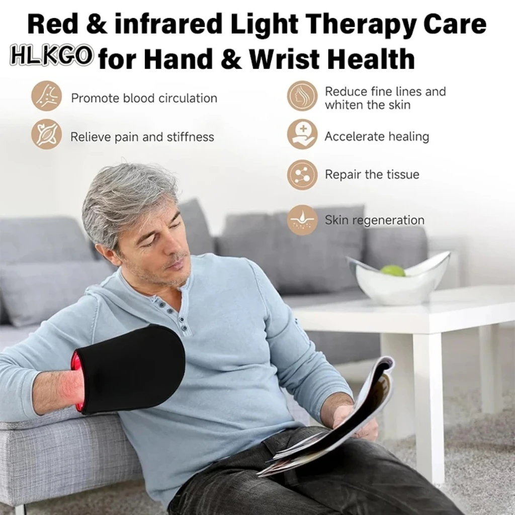 

Dual Wavelength 660nm 850nm Red Light Therapy Gloves for Deep Tissue Hand Pain Relief