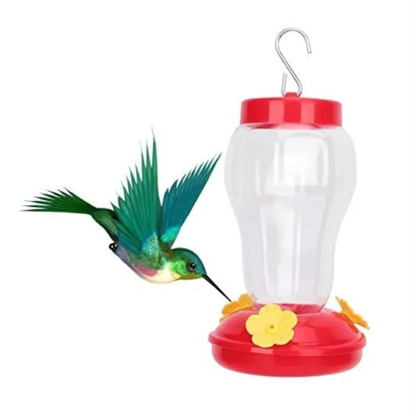 480ML Plastic Bird Water Feeder Bottle Hanging Hummingbird Feeder Garden Outdoor Plastic Flower Iron Hook Pet Bird Supplies