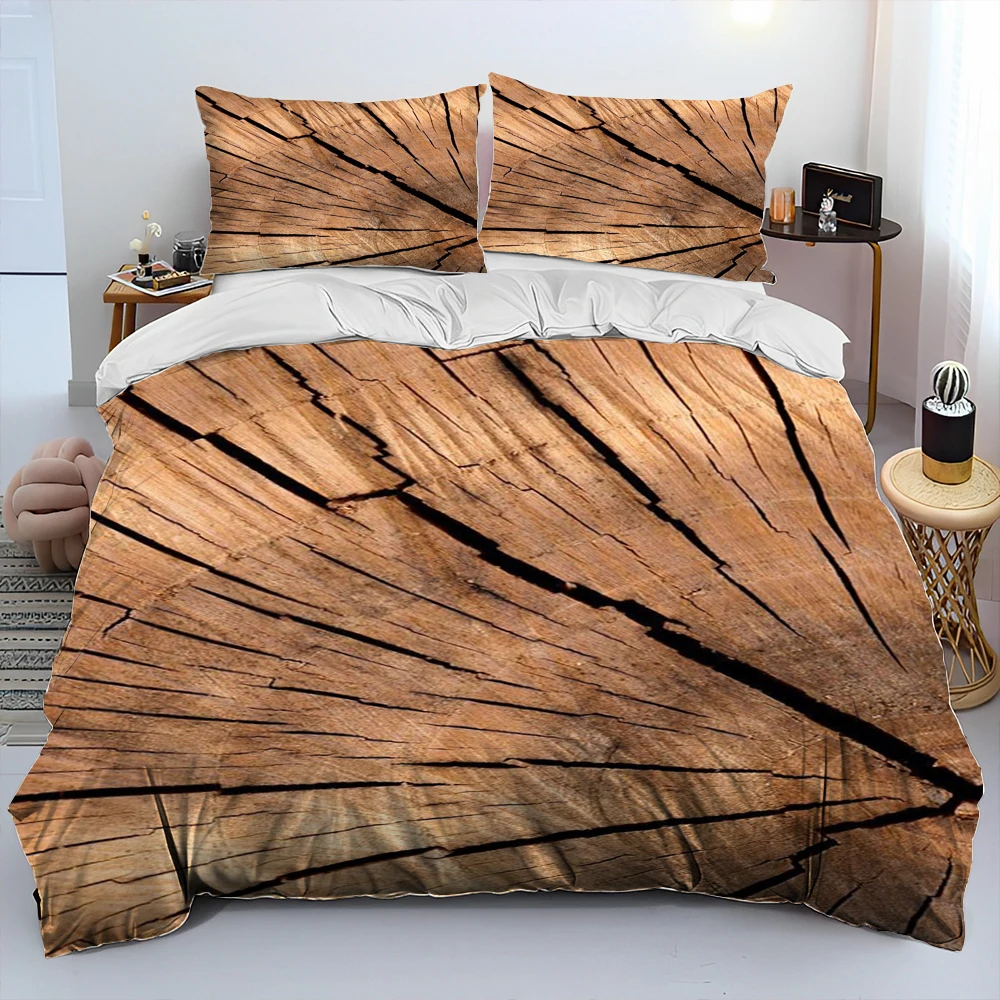 

3D Wood Grain Comforter Bedding Set,Duvet Cover Bed Set Quilt Cover Pillowcase,King Queen Size Bedding Set for Adult Child Gift