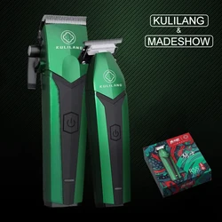 2023 New Madeshow Kulilang R66 R55 Hair Cutting Machine Green Kit Professional Hair Clipper for Men USB Charging Trimmer Machine