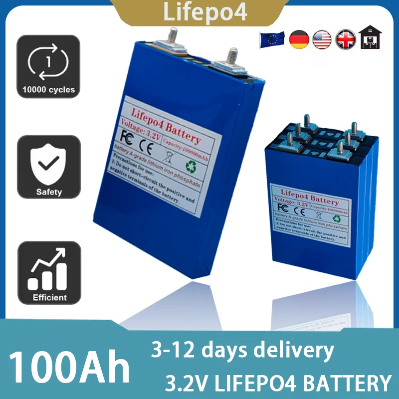 High Quality 12v Campers Golf Cart, Off-road Solar Wind Power Yacht, 3.2V 100Ah Lifepo4 Battery, A-grade Lithium Iron Phosphate