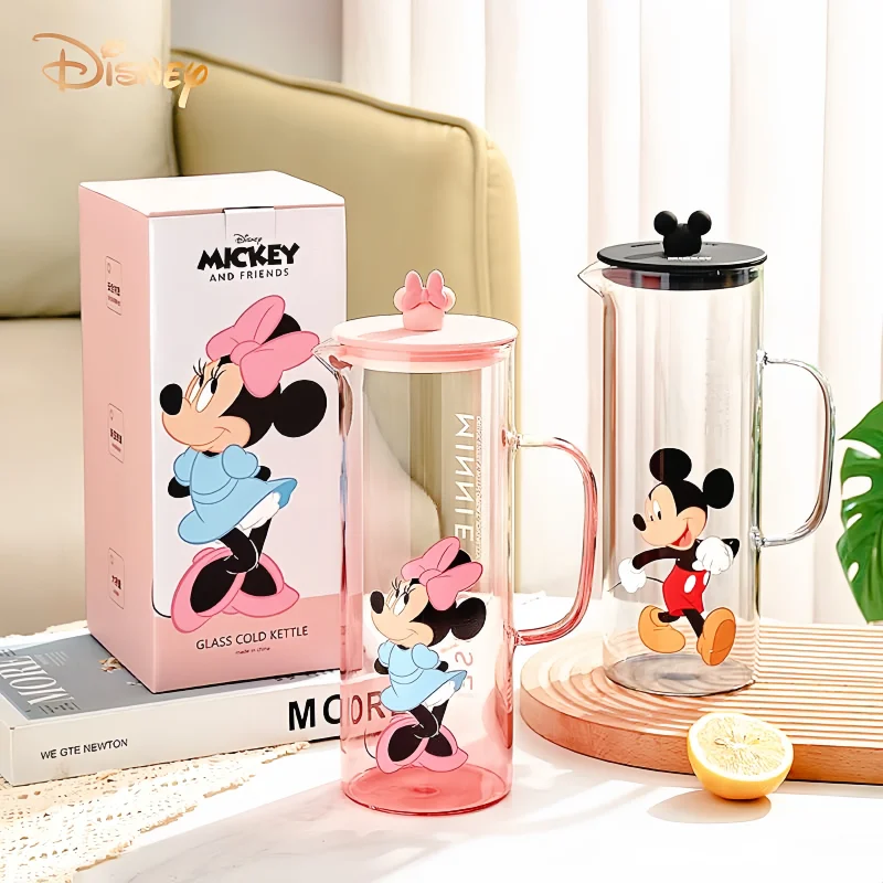 

New Kawaii Disney Anime Hobby Mickey Mouse Minnie Mouse Home High Temperature Resistant Large Capacity Glass Waters Cooler Gifts