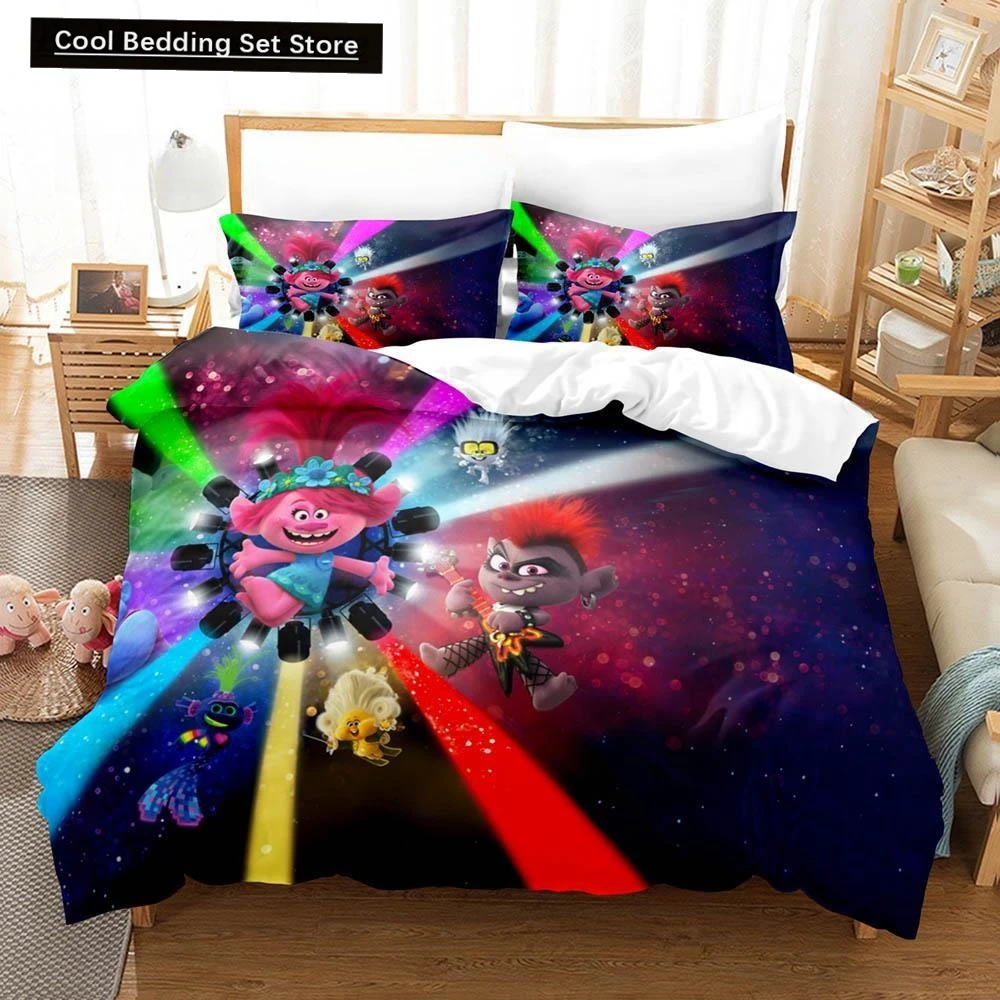 3D Print Cartoons Bed Sheet Set Trolls Bedding Set Single Twin Full Queen King Size Bed Set Adult Kid Bedroom Duvet cover Sets