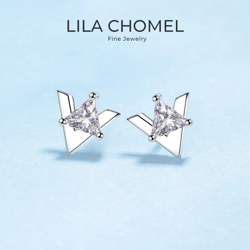 

Подарок на день рождения для дочери, белое золото 18 карат, подруга девушки, День святого Валентина, 0,5 карата, треугольный муассанит, бриллиант PT950, женские свадебные серьги