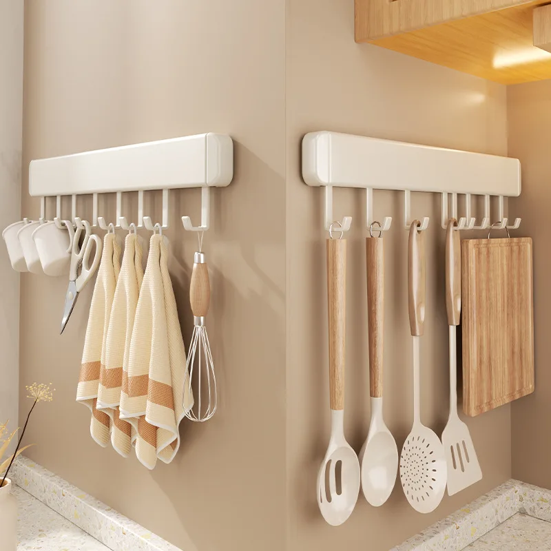 White Kitchen Hook Non Perforated Wall Mounted Storage Rack Space Aluminum Detachable and Washable Drain Hook