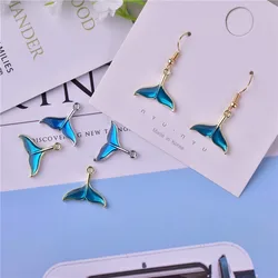10pcs/lot Blue Mermaid Tail Whale Tail Earrings Charms Pendant DIY Handmade Necklace Bracelet Bracelet Charm for Jewelry Making