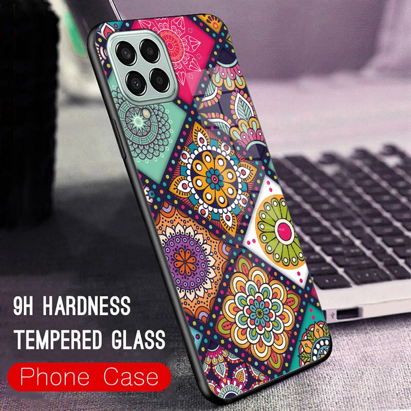 Vintage Glass Phone Case For Samsung Galaxy Quantum 3 M53 A12 M12 A42 5G M62 F62 A50s Ultra Anti Vibration Hard Protective Cover