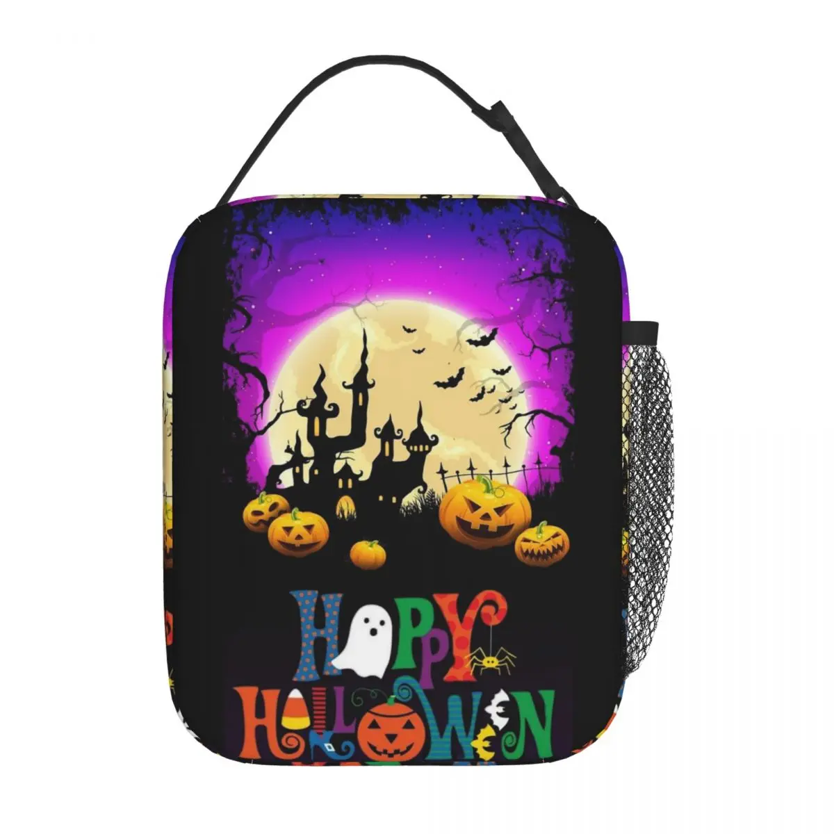 Ghost Pumpkin Halloween Insulated Lunch Bag for Women Kids Portable Food Boxes Thermal Lunch Box Tote