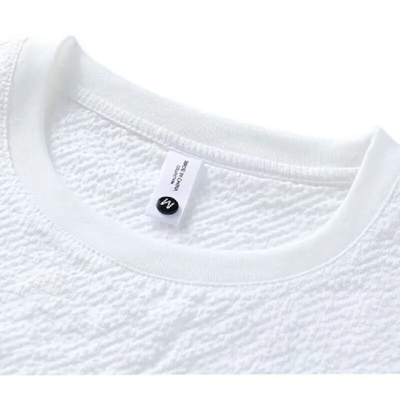 Summer Textured Seersucker Tee For Men Slim Fit Round Neck Short Sleeve Shirt Lightweight Breathable Top Mens Summer T Shirt image 5