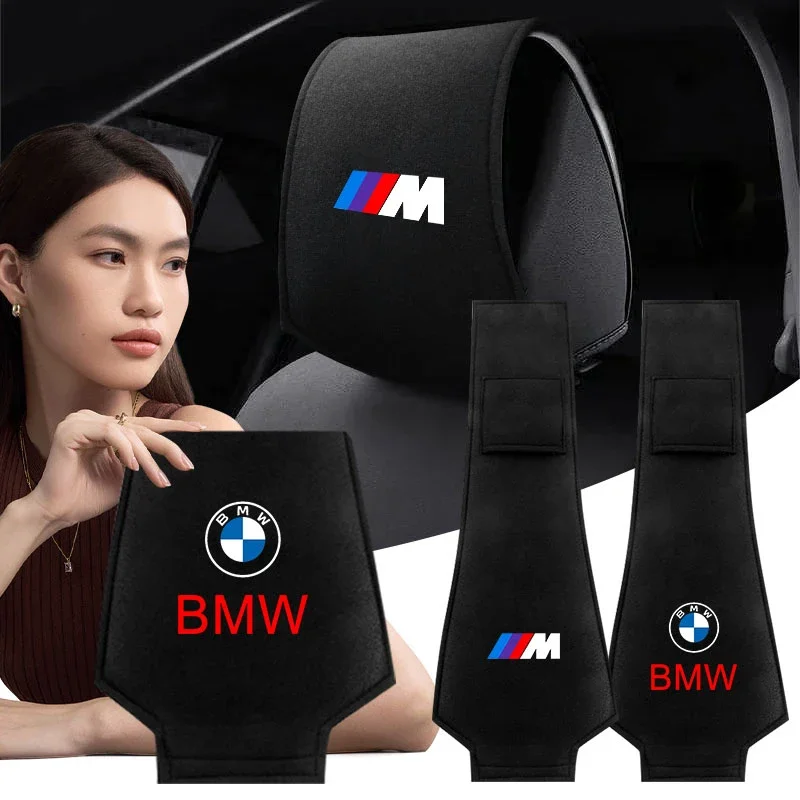 ل BMW M8 M7 M6 M5 M4 M3 M2 M1 F30 F10 F15 E30 E46 E90 E60 5 7 سلسلة مقعد السيارة الخلفي مسند الرأس وسادة حقيبة التخزين غطاء الغبار #1