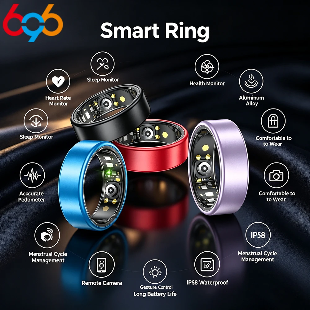 

Heart Rate Monitor Waterproof Smart Ring Women Men Couple Colorful Smartring 100+Sport Modes Super Light Skin-friendly Wristring