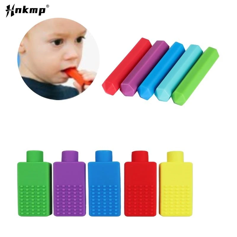 1Pcs Chewable Pencil Topper Bite Silicone Teether Pencil Cap Sensory Toy For Kids Children Autism ADHD Chewlery Molar Stick