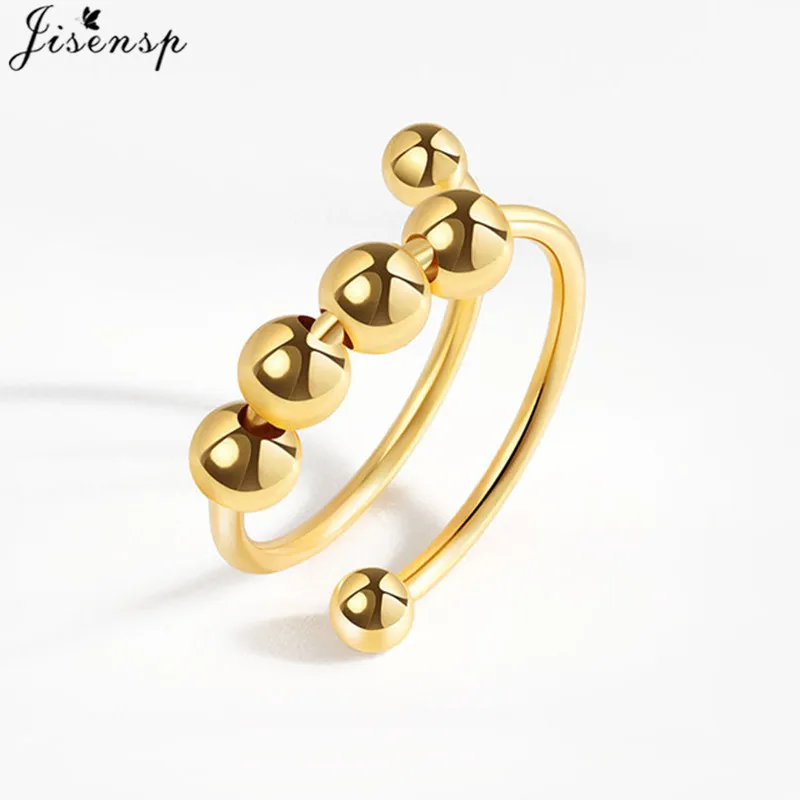 Fashion Simple Fidget Beads Rings for Women Men Rotate Freely Anti Stress Anxiety Ring Single Coil Antistress Spiral Jewelry Toy