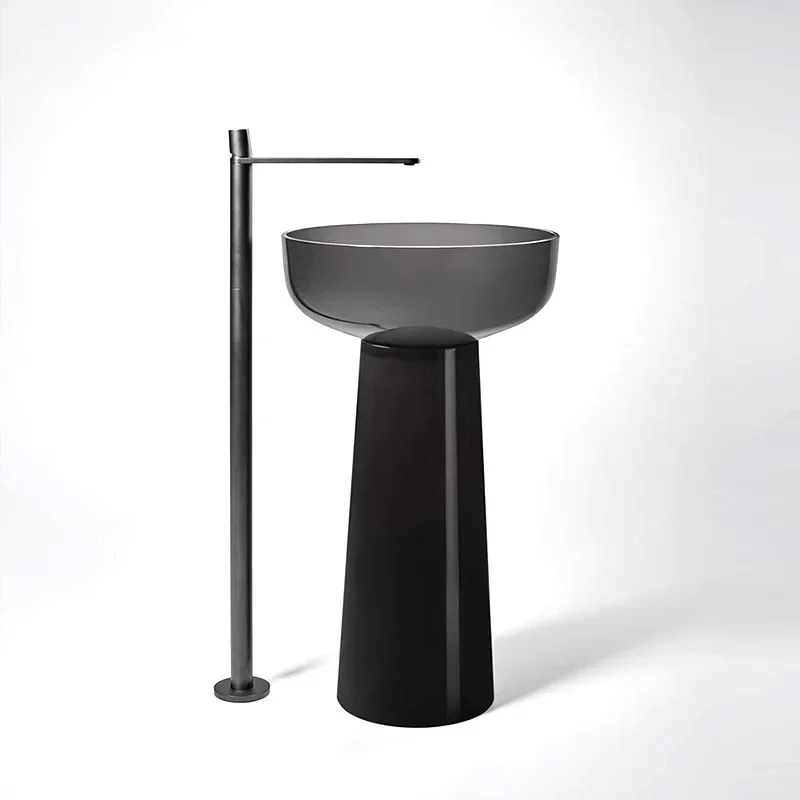 Round column basin Resin basin Artificial stone Transparent washbasin
