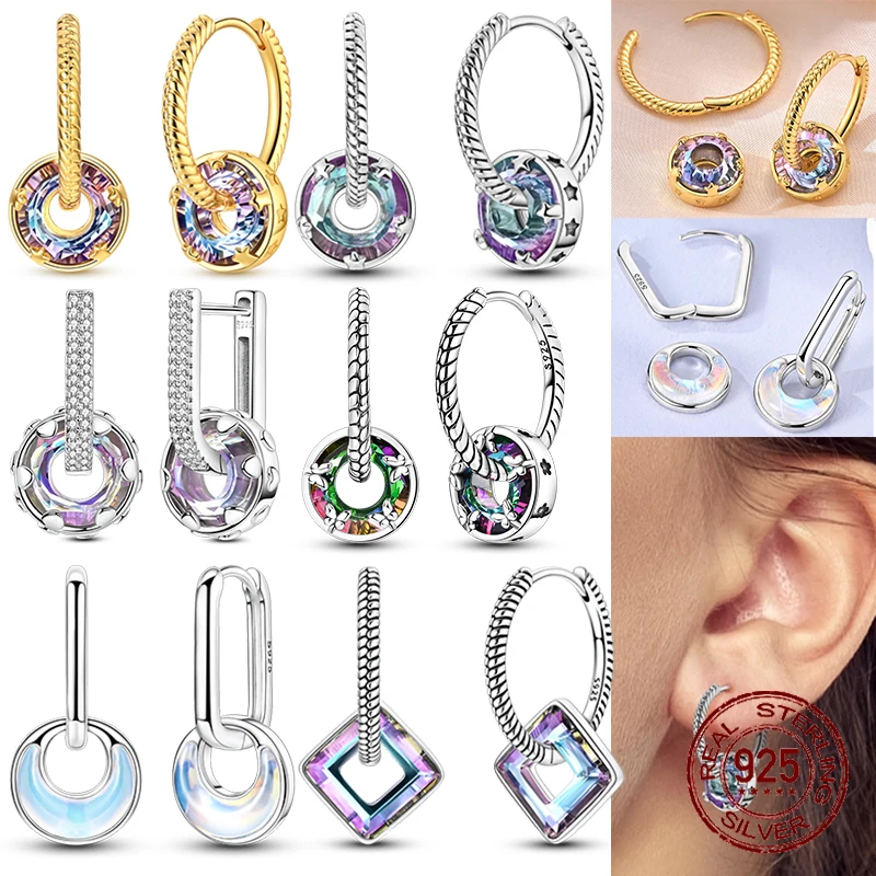 

Серьги из стерлингового серебра 925 пробы с кристаллами «Звездное сияние», круглые, в форме змеиной кости, ромбовидные, подвесные, для подарка на годовщину или свадьбу