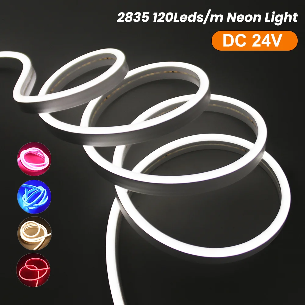 

24V LED Neon Strip Lights 2835 120Leds/m IP67 Waterproof Rope Silicon Tube 5x11mm Flexible Neon Sign DIY Christmas Holiday Decor