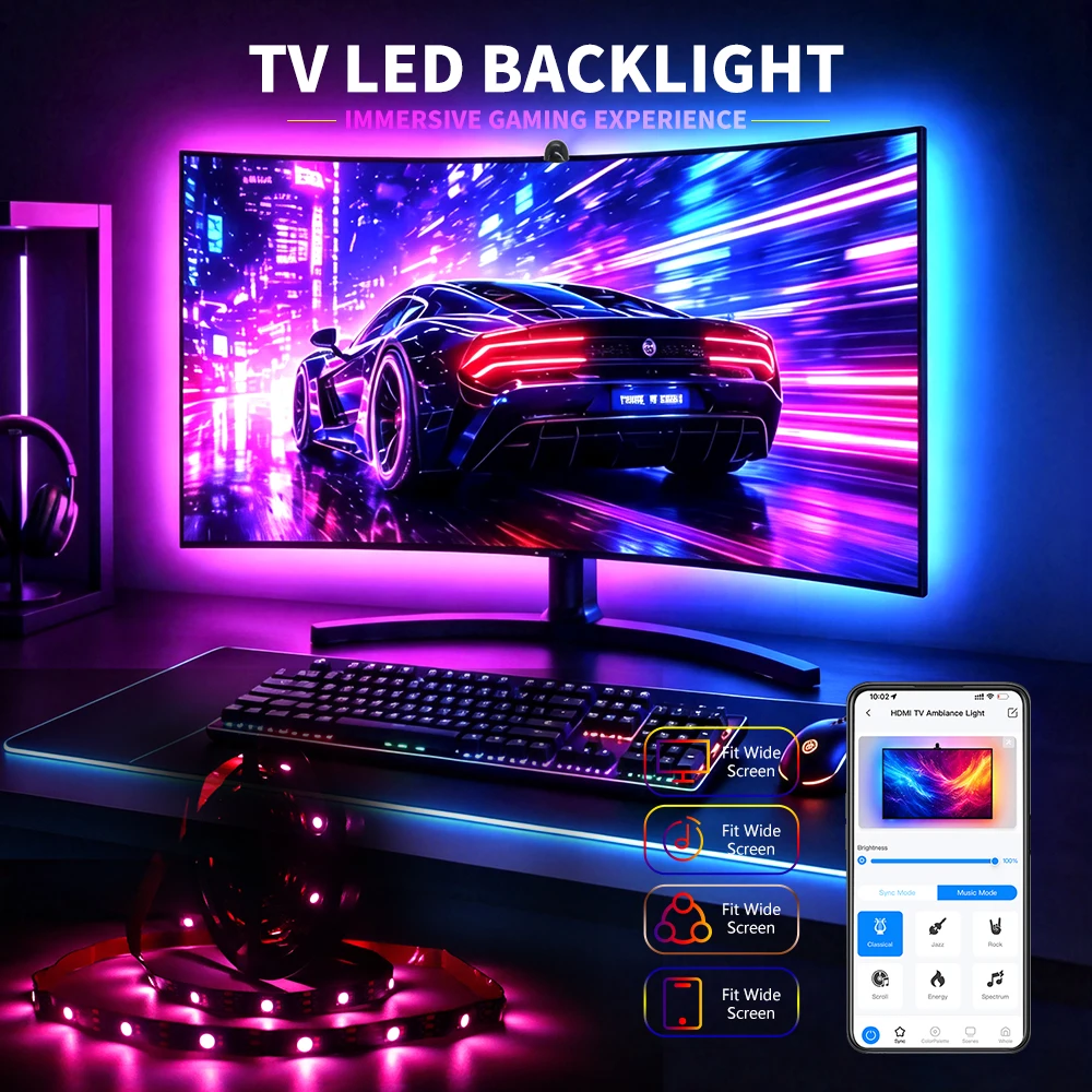 12v-ws2811-rgbic-led-strip-light-ambilight-for-tv-backlight-sync-to-screen-with-camera-tuya-wifi-app-control-gaming-room-decor