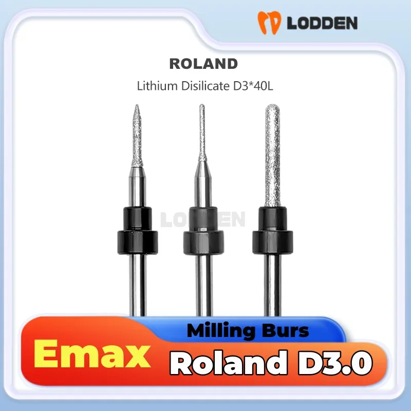 

Roland Dental Emax Milling Burs For Dental Lithium Disilicate Grinding Carborundum coating 0.6/1.0/2.5mm Drill L40 Milling Burs