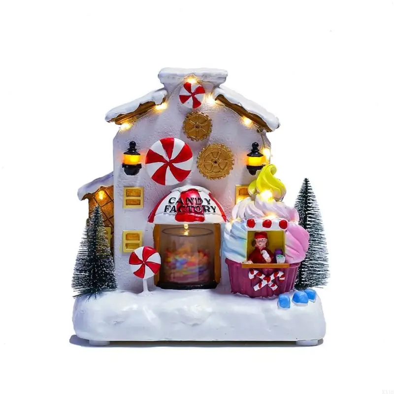 KX4B Christmas Candy House Display with Lights and Musical Accompaniment Ornament