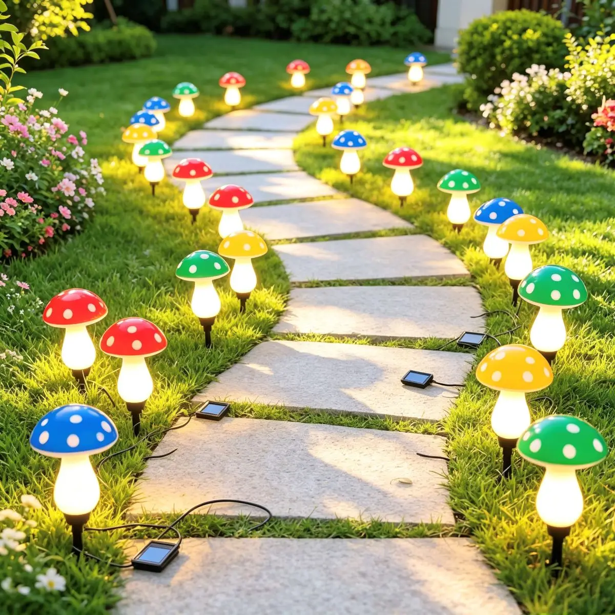 luzes-de-cordao-led-solares-em-forma-de-cogumelo-lampada-ambiente-externa-a-prova-d'Agua-branco-quente-e-colorido-decoracao-para-jardim-caminho-e-gramado