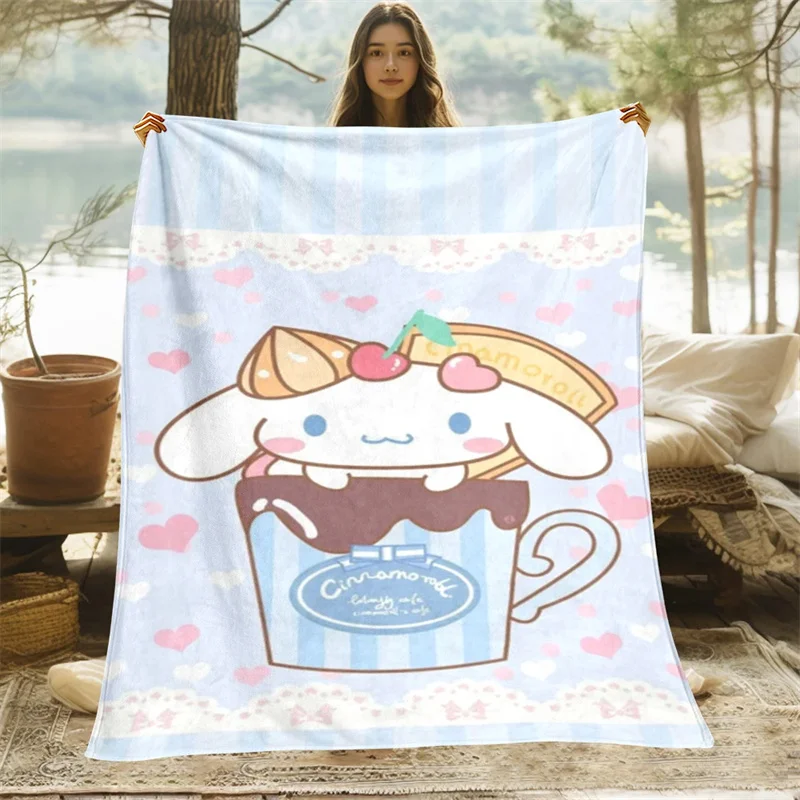 Throw Blanket Cinnamoroll Cute Cartoon Printed Soft Blanket Soft Warm Flannel Blanket Gift Home Furnishings