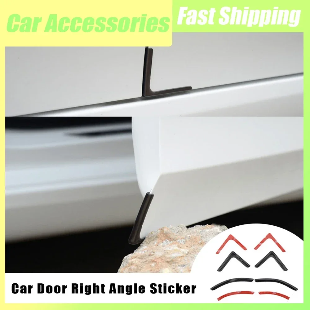 4pcs Car Door Edge Protect Sticker Auto Body Bumper Anti Scratch Strip Car Door Corner Collision Avoidance Strip Car Accessories