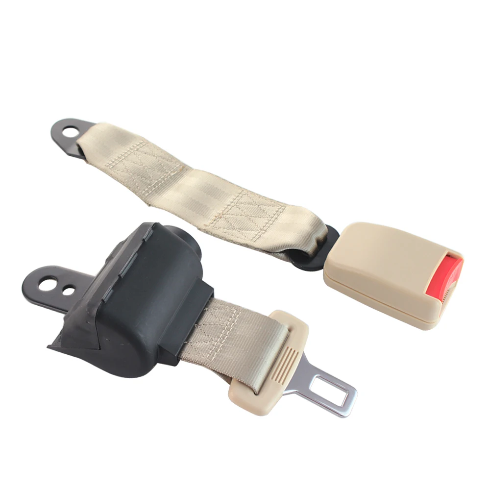 Car Safety Belt Lap Safety Two Bolt Point Adjustable Belt Beige Universal Car Vehicle Belt Retractable Auto Safety Belt Set Kit