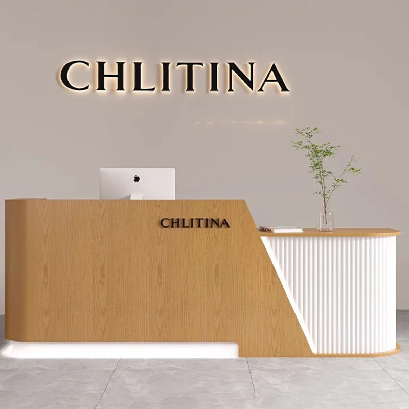 

Luxury Furniture Reception Counter Cosmetics Office Beauty Salon Reception Desk Aesthetic Spa Receptionist Front Modern Storage
