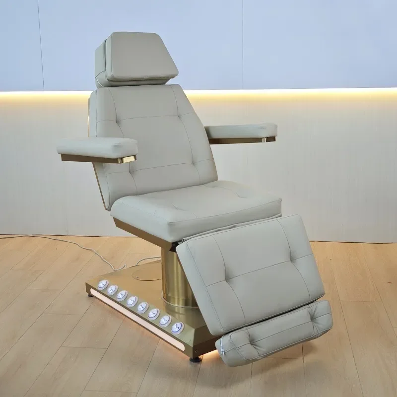 for Stainless Steel Gold Base Electric Lift Beauty Bed for Salon Body Face Spa Medical Hair Transplant