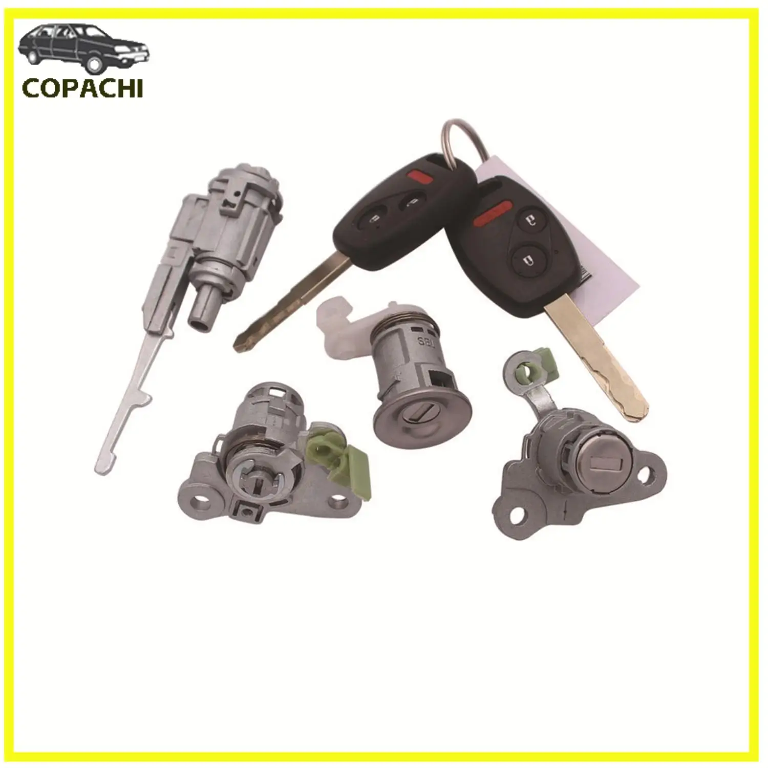 4Pcs Car Ignition Cylinder and Door Lock Set with Remote key Shell 72145-SAA-G02 72185-SLN-A01 72145SAAG02 for Honda 2004-2008