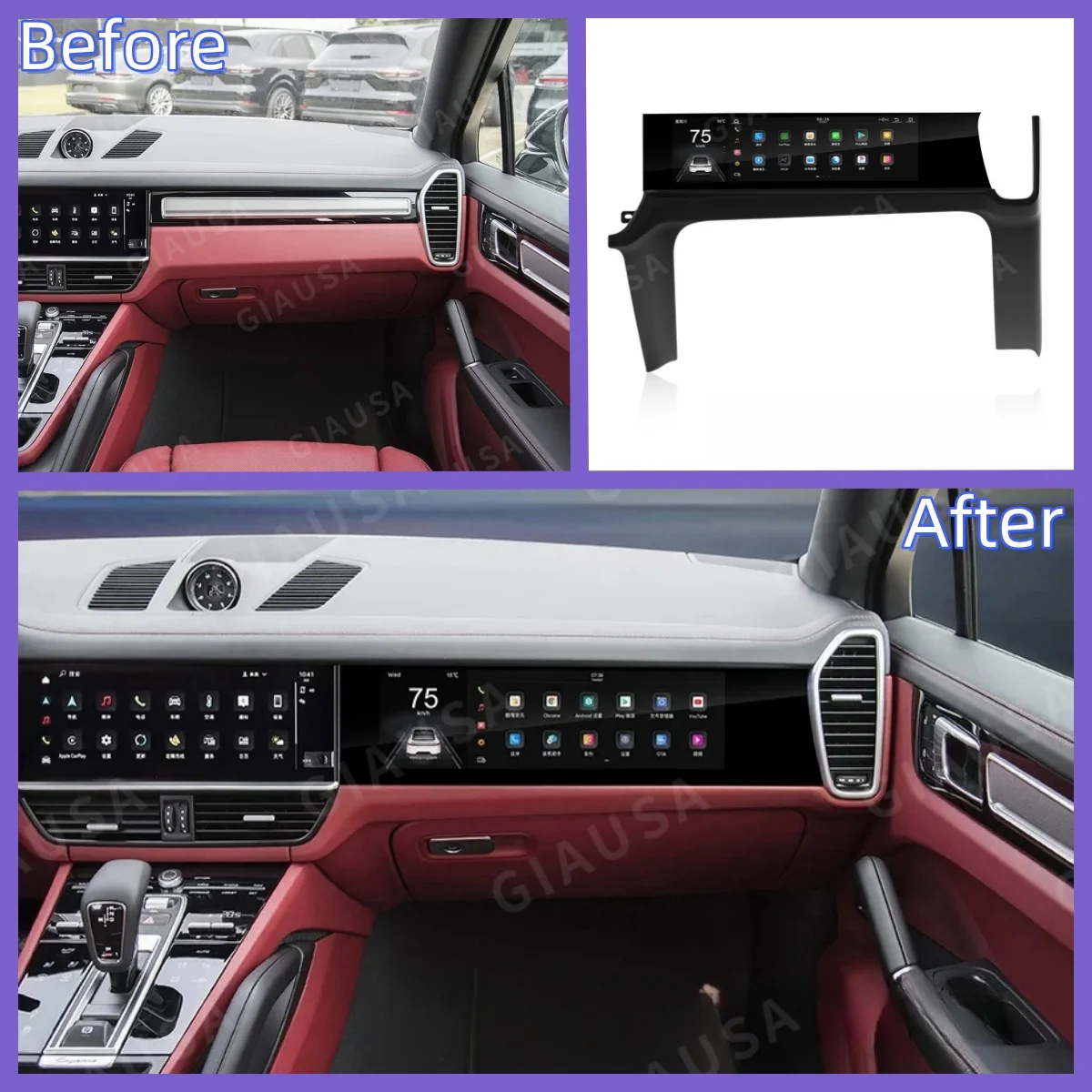 For Porsche Cayenne 2018 2019 2020~2023 Android AUTO Carplay Car Copilot  Screen Monitor Passenger Seat Entertainmen Head unit