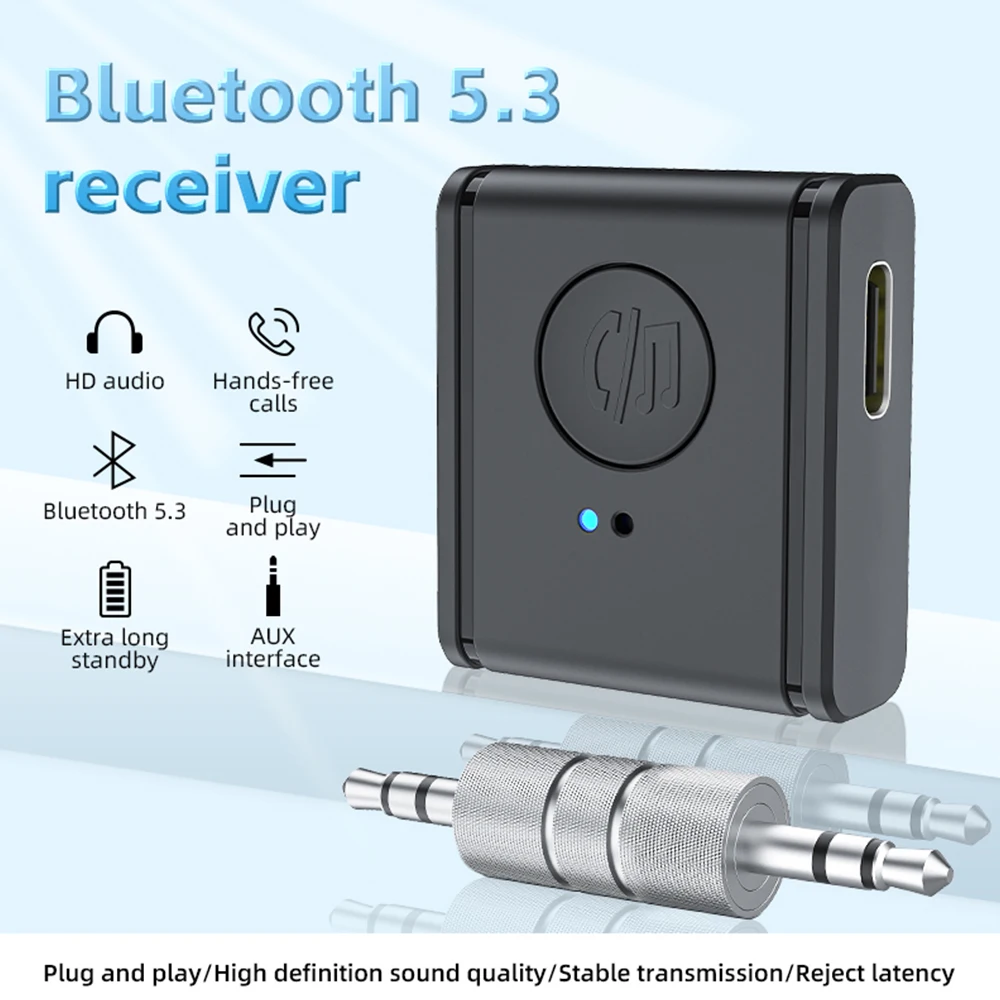 Transmisor receptor con Bluetooth 5,3, adaptador inalámbrico 2 en 1, conector de 3,5mm para música de coche, receptor de Audio, auriculares Aux,