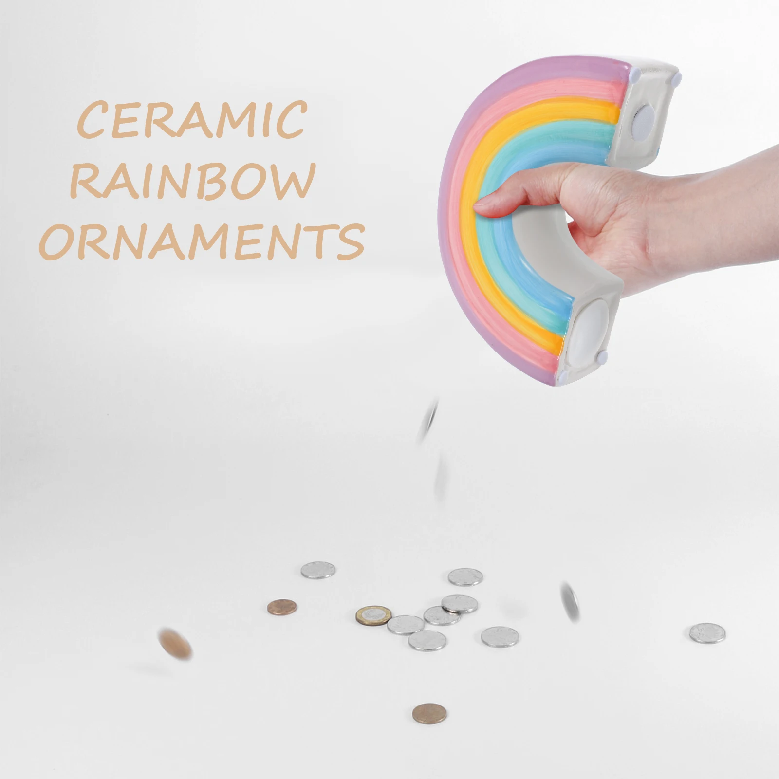 حصالة الخنزير الديكور السيراميك المال للفتيات البنوك الكبار قوس قزح فرز s #4