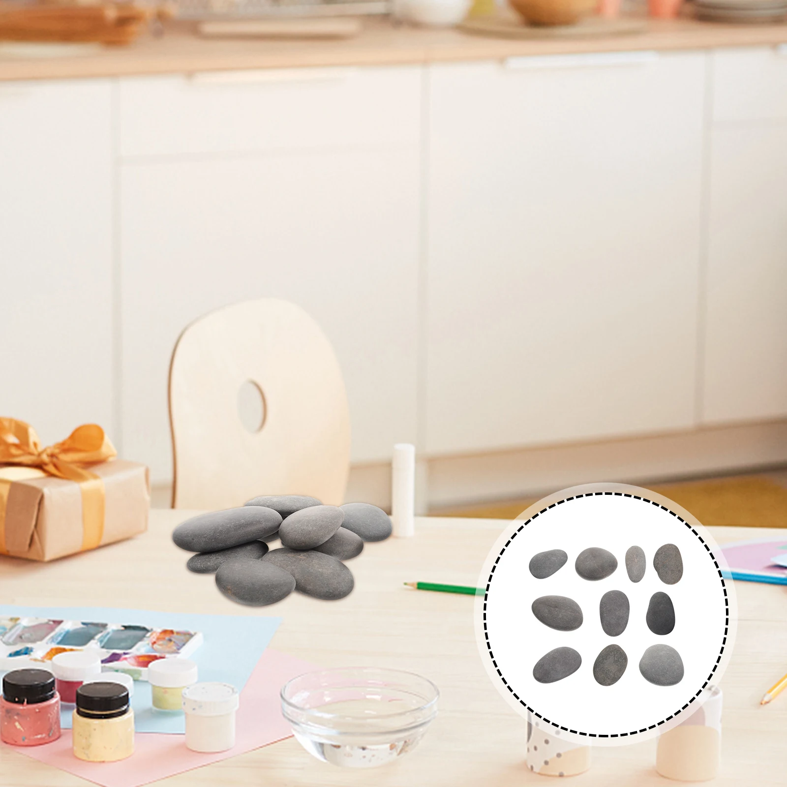 

10pcs Creative Painting Stones Smooth Polished Rock Art Child Hand Drawn Craft Decoration 5 7cm Black Color Easy Grasp