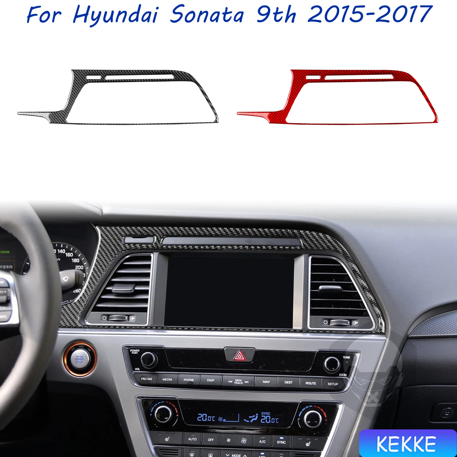 

For Hyundai Sonata 9 2015 2016 2017 Central Control Navigation Surround Real Carbon Fiber Sticker Car Interior Accessories