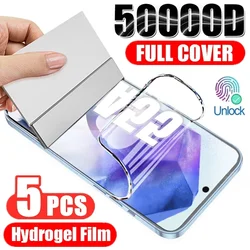 5Pcs Full Cover Hydrogel Film dla Samsung A55 A54 A15 A34 A13 A14 A53 A52S A12 A33 A23 A32 A73 Galaxy M31S M52 Screen Protector