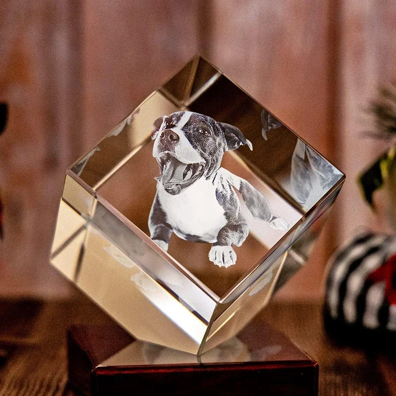 3D Custom Crystal Photo Frame Personalized Sympathy Tribute Custom Gift for Loss of Beloved Pet