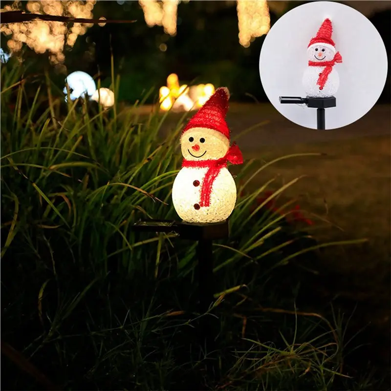 

ABRE-4X Christmas Decorations Solar Lights Outdoor Garden Decor Snowman-Christmas Ornaments Solar Powered Garden Decor E