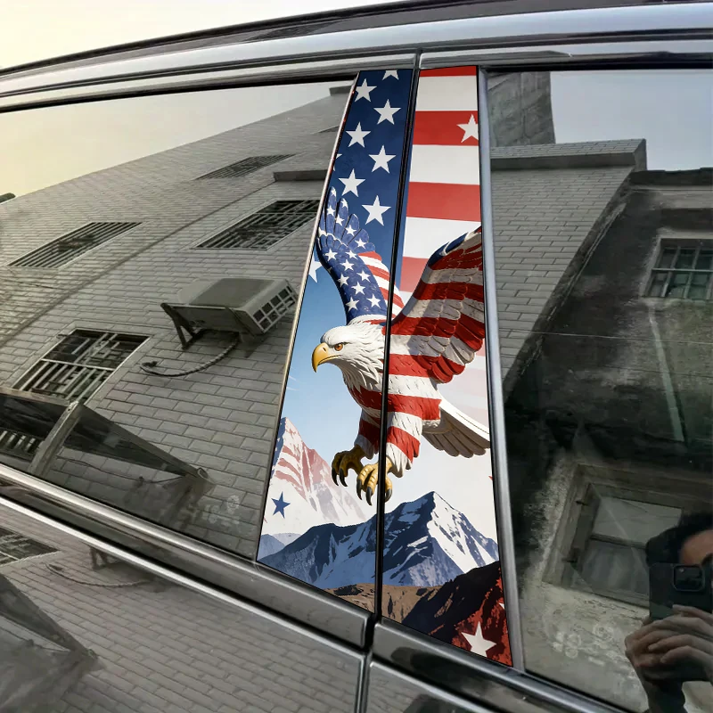 

2 шт., наклейка на автомобиль с американским флагом, Орел, B-стойка, сделай сам, пленка на центральную стойку, декоративный автомобильный аксессуар