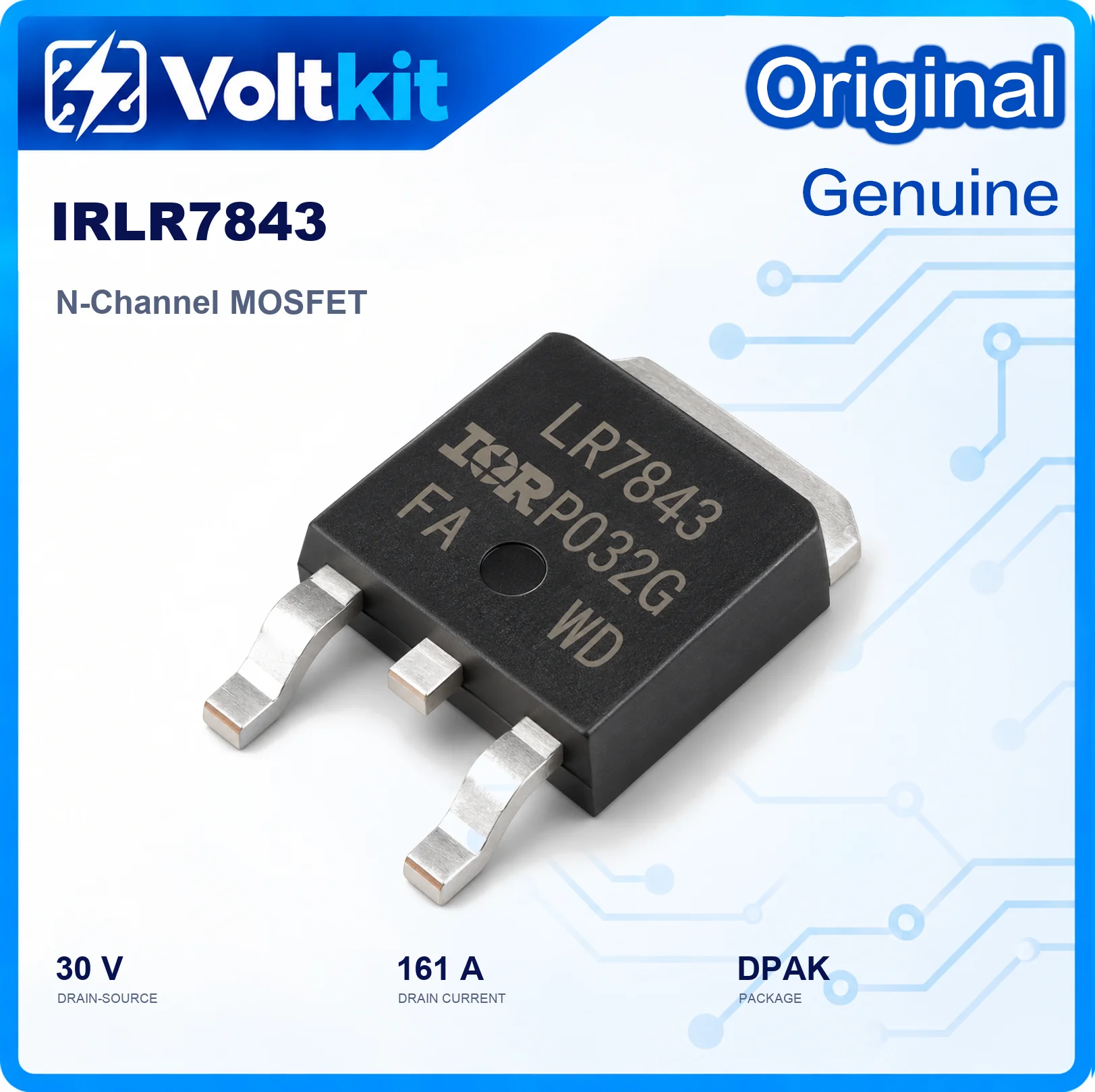 10PCS IRLR7843TRPBF IRLR7843 LR7843 TO-252 DPAK 30V 161A N-Channel Power MOSFET