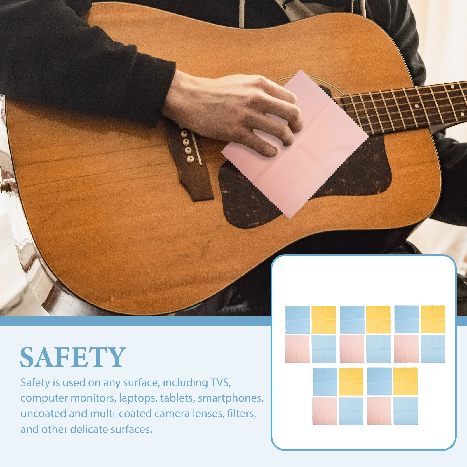 

20Pcs Musical Instrument Cleaning Cloth Microfiber Durable Scratch Resistant Polishing Cloth for Piano Guitar Instruments