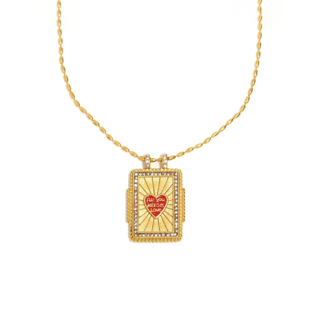 

Drip Oil Brass Retro Necklace Multicolor Waterproof Ethnic Pendant Necklace Real Gold Plated Hypoallergenic Brass Necklace Gift