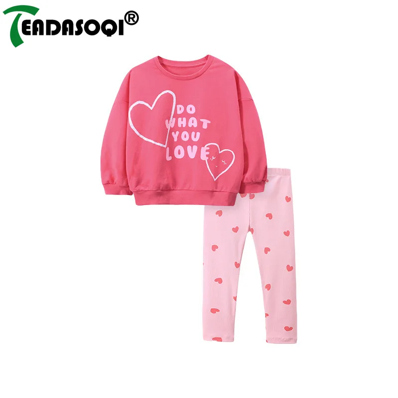 

3-8Y Autumn Infant Babe Kids Leisure Sports Long Sleeve Pullover Hoodie Top+Pants Children Clothing Set Girl Clothes Outfits