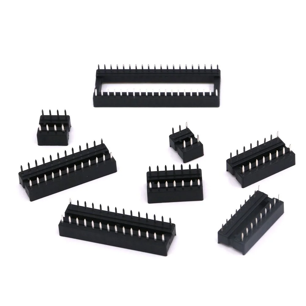 122Pcs/box 8 Types 2.54mm Dual Row DIP IC Sockets Solder Adaptor Assortment Kit Pitch 6/8/14/16/18/24/28/40Pin