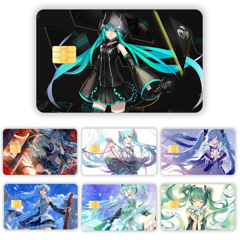 Kawaii Hatsune Miku Pvc Sticker Miku Waterproof Anime Film Tape Skin for Credit Card Debit Card Sticker Decal Gifts